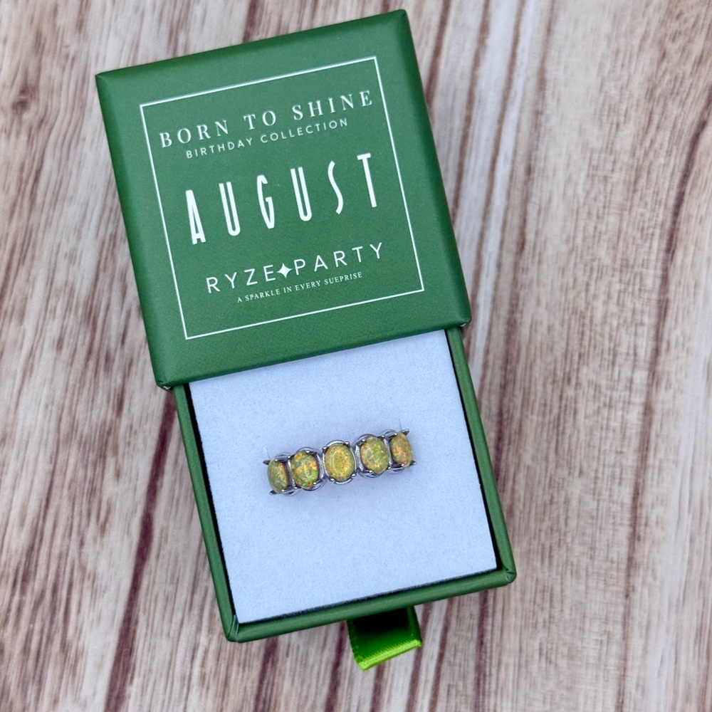 NWT Ryze August Birthday Collection Glowvine Opal .925 Sterling Silver Size 8